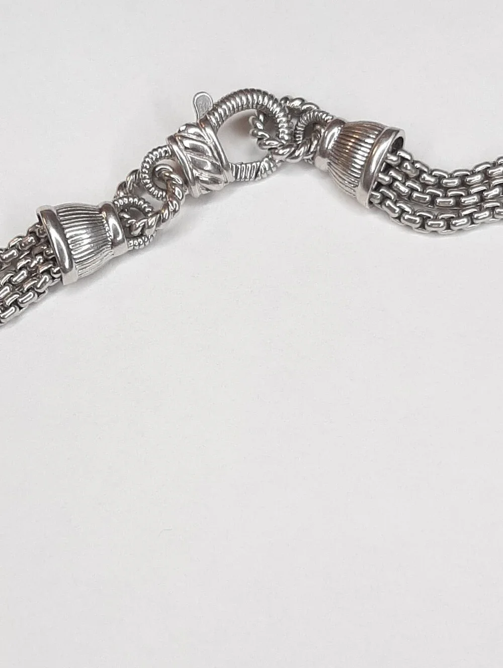 Vintage Judith Ripka Sterling Silver 925 Multi Strand Necklace with CZ Beads